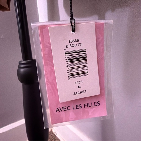 Women's Avec Les Filles Jacket – Camel synthetic leather biker style - Picture 8 of 12